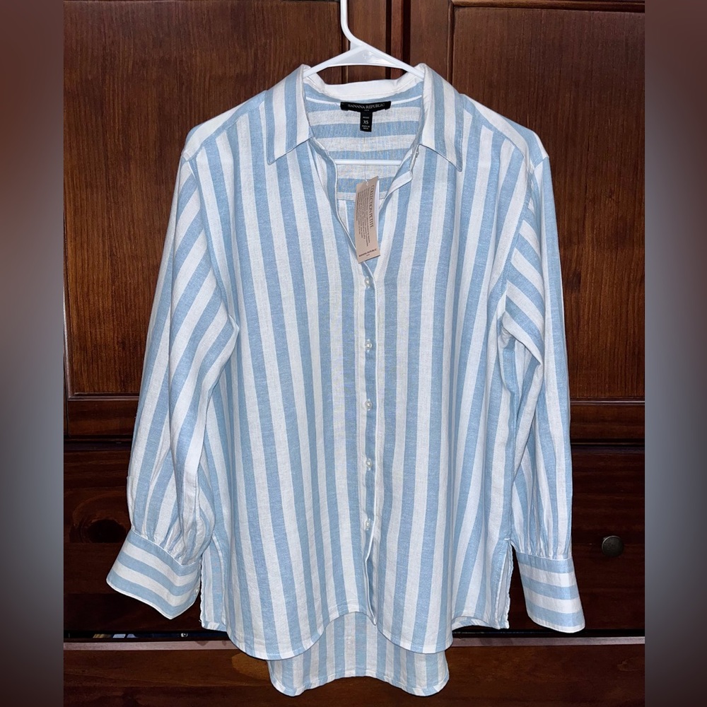 Linen-Blend Oversized Shirt
